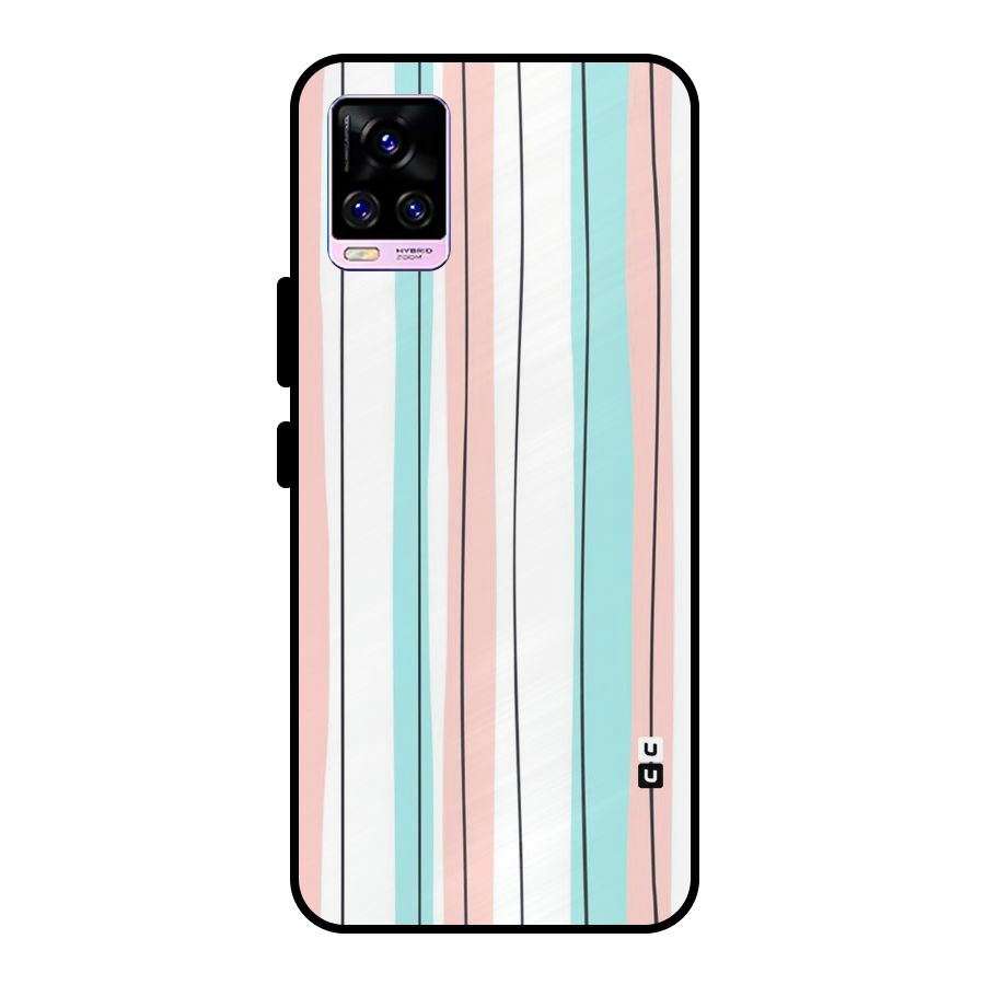 Pastel Tri Stripes Metal Back Case for Vivo V20 Pro