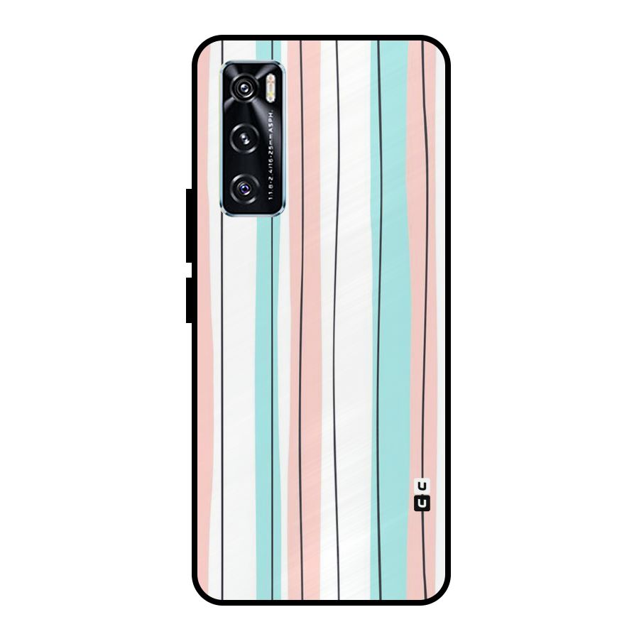 Pastel Tri Stripes Metal Back Case for Vivo V20 SE