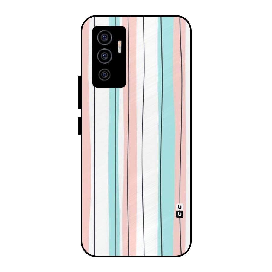 Pastel Tri Stripes Metal Back Case for Vivo V23e