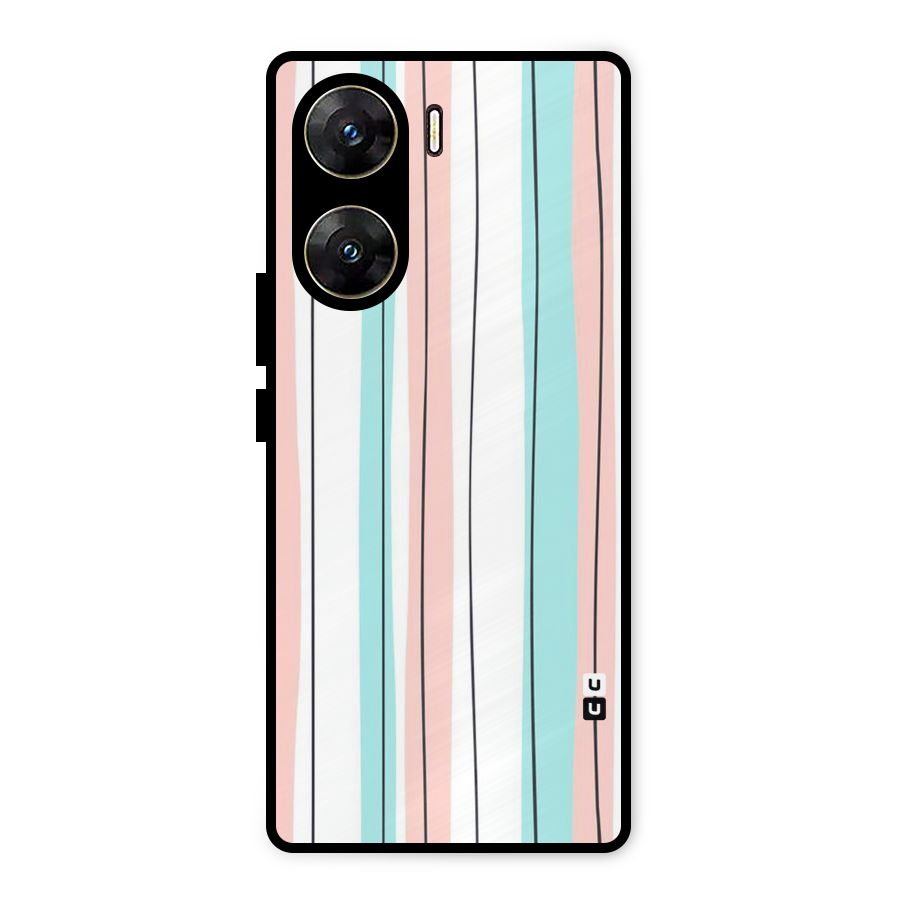 Pastel Tri Stripes Metal Back Case for Vivo V29e