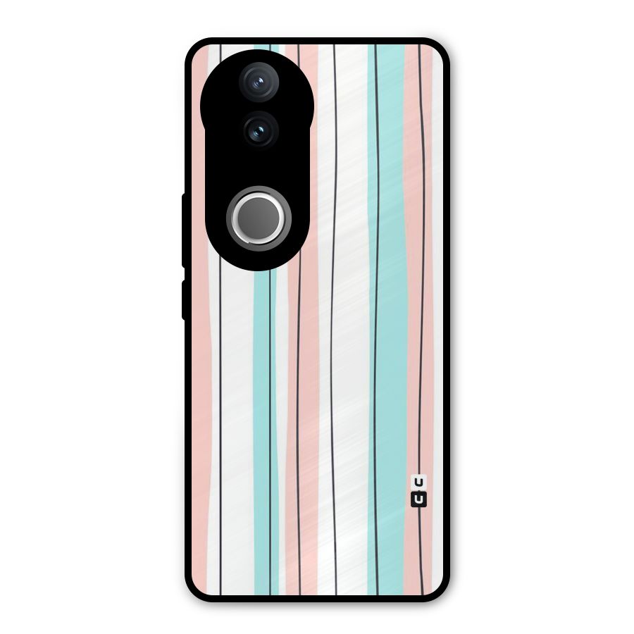 Pastel Tri Stripes Metal Back Case for Vivo V50e