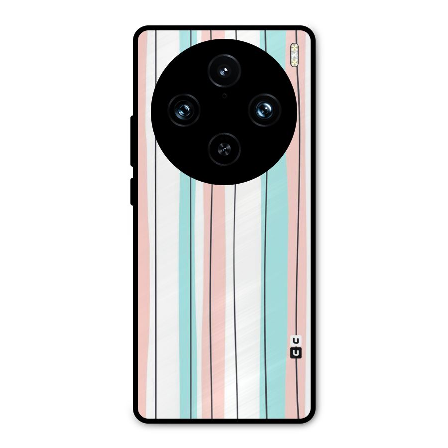 Pastel Tri Stripes Metal Back Case for Vivo X100 Pro