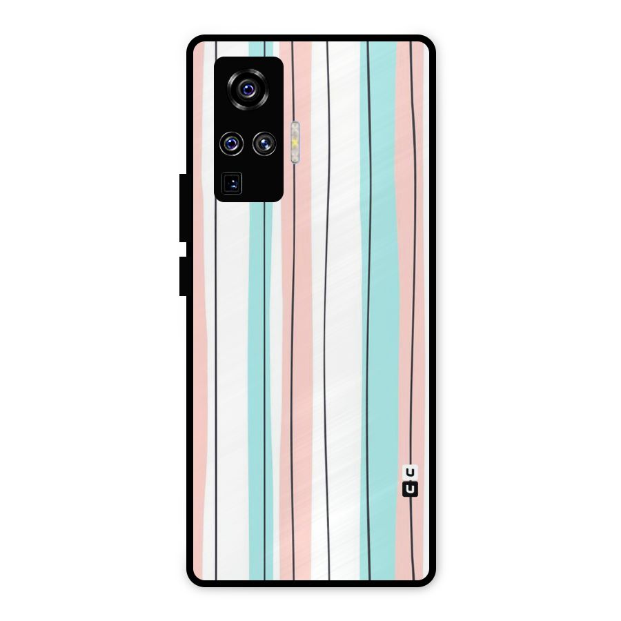 Pastel Tri Stripes Metal Back Case for Vivo X50 Pro