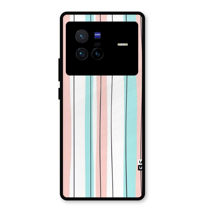 Pastel Tri Stripes Metal Back Case for Vivo X80