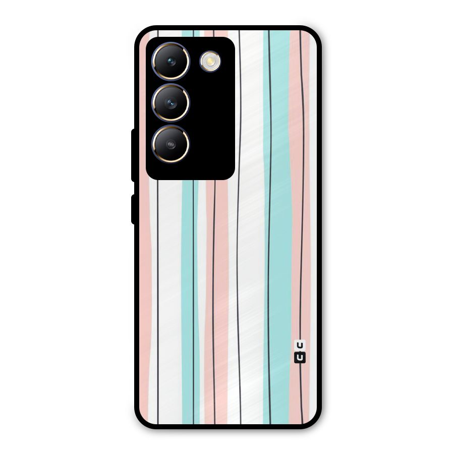 Pastel Tri Stripes Metal Back Case for Vivo Y200e