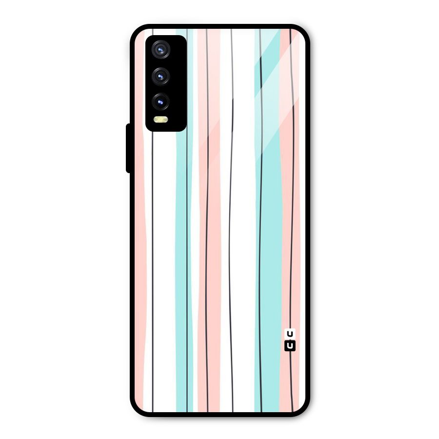 Pastel Tri Stripes Metal Back Case for Vivo Y20 2021
