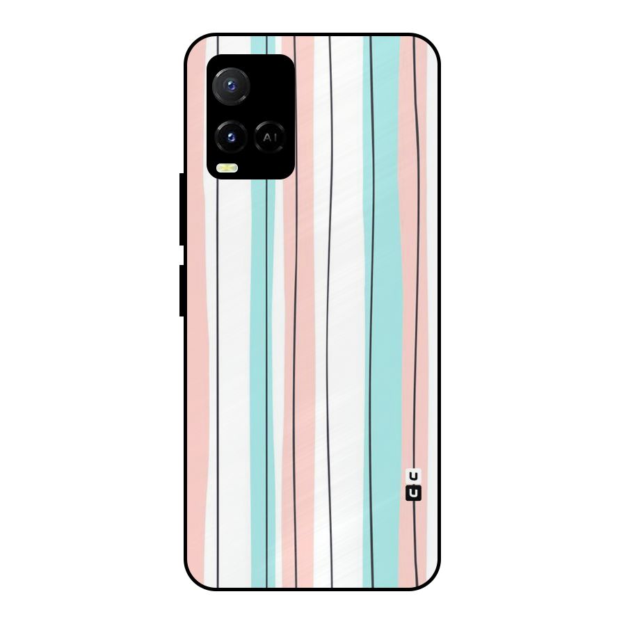 Pastel Tri Stripes Metal Back Case for Vivo Y21T
