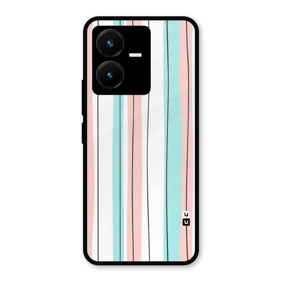 Pastel Tri Stripes Metal Back Case for Vivo Y22