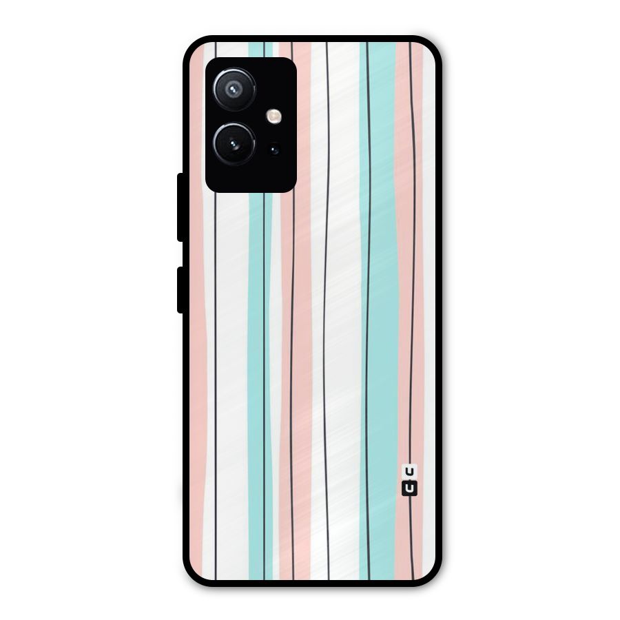 Pastel Tri Stripes Metal Back Case for Vivo Y75 5G