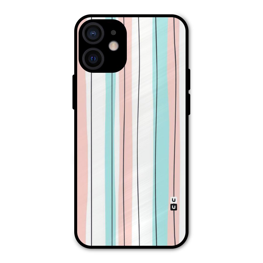 Pastel Tri Stripes Metal Back Case for iPhone 12 Mini