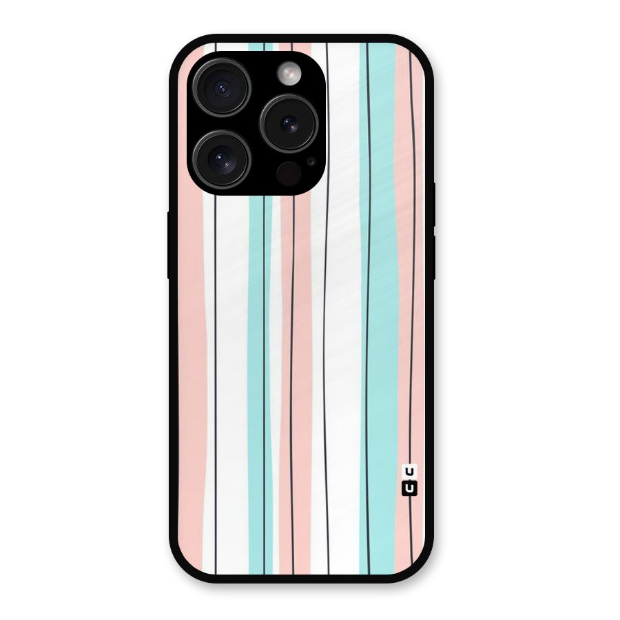 Pastel Tri Stripes Metal Back Case for iPhone 15 Pro