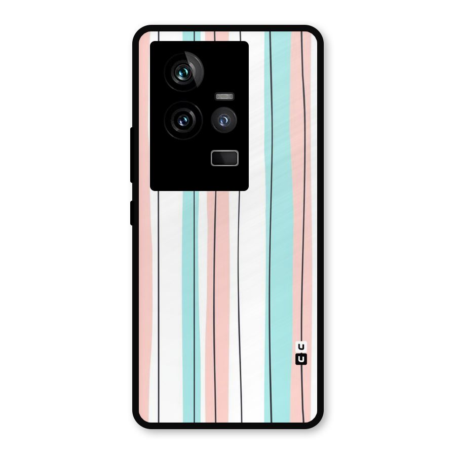 Pastel Tri Stripes Metal Back Case for iQOO 11 5G
