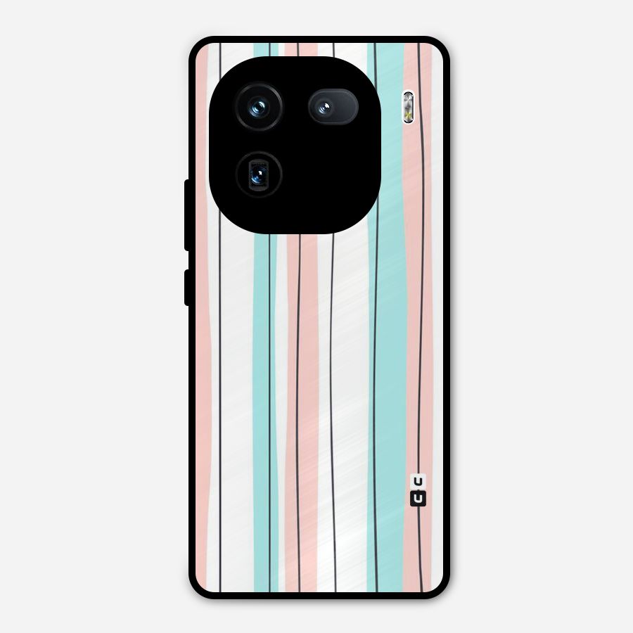 Pastel Tri Stripes Metal Back Case for iQOO 12