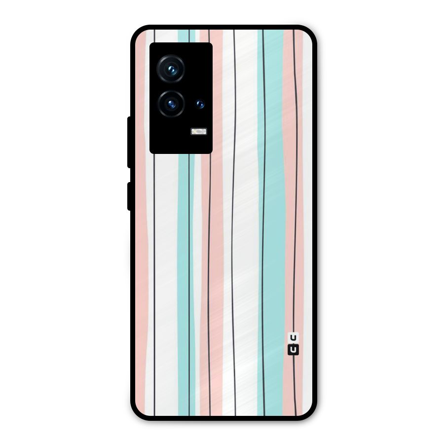 Pastel Tri Stripes Metal Back Case for iQOO 9 5G