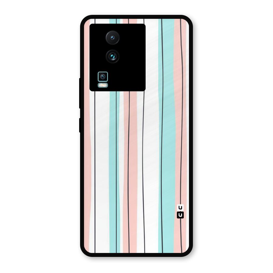 Pastel Tri Stripes Metal Back Case for iQOO Neo 7