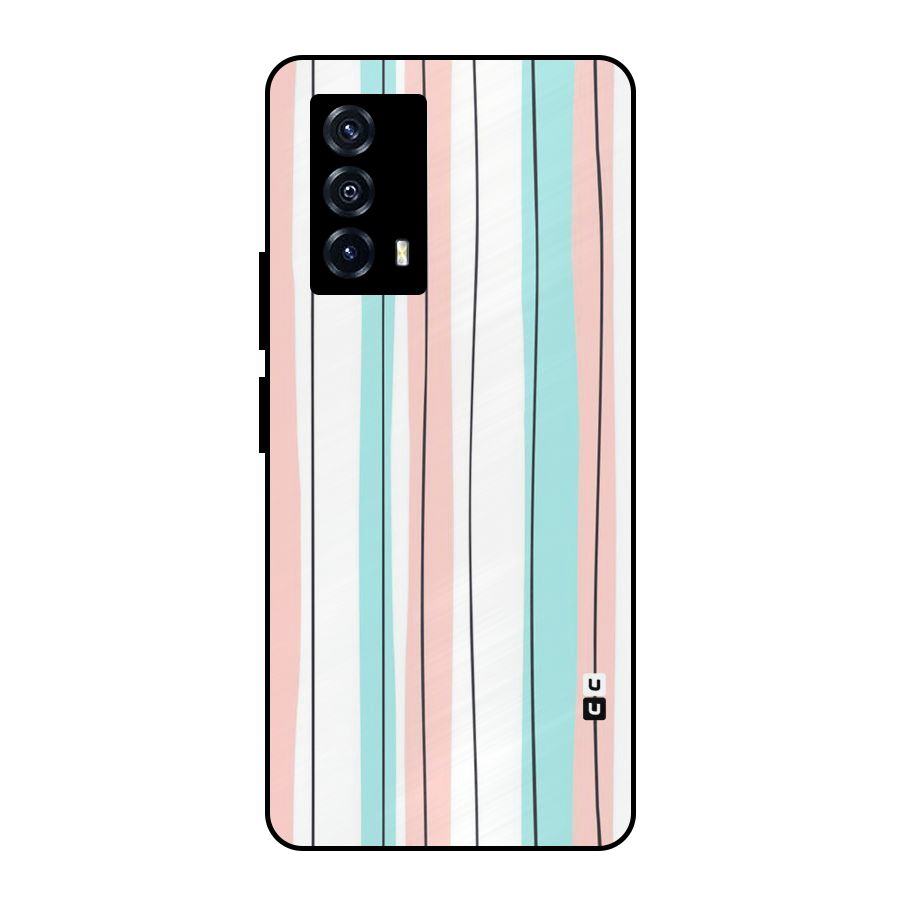 Pastel Tri Stripes Metal Back Case for iQOO Z5