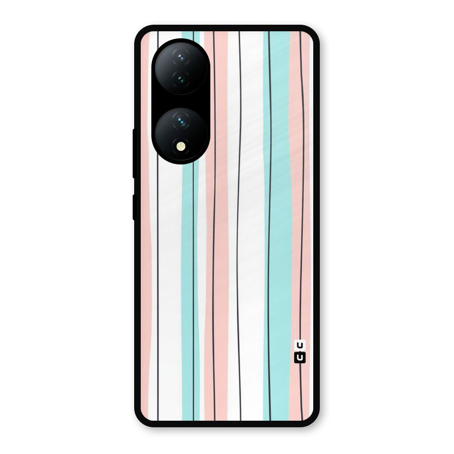 Pastel Tri Stripes Metal Back Case for iQOO Z7
