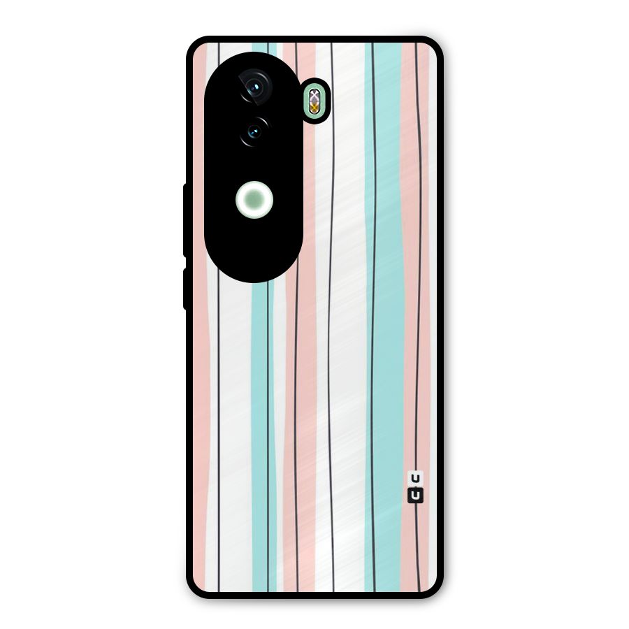 Pastel Tri Stripes Metal Back Case for iQOO Z9s