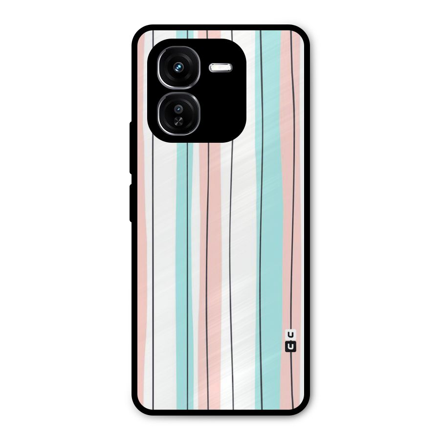 Pastel Tri Stripes Metal Back Case for iQOO Z9x