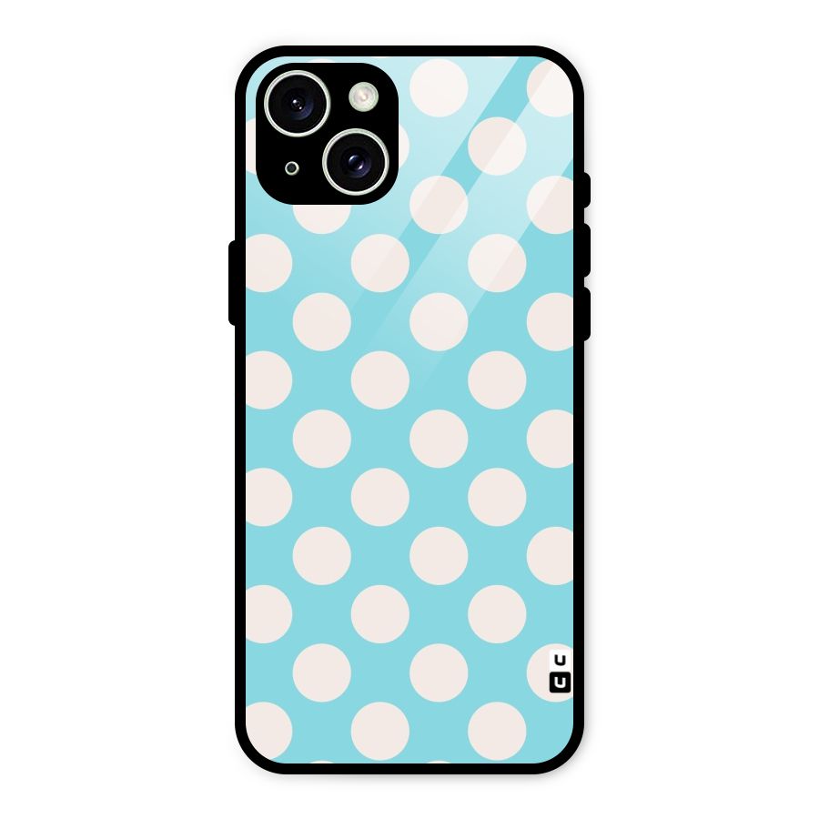 Pastel White Polka Dots Glass Back Case for iPhone 15 Plus