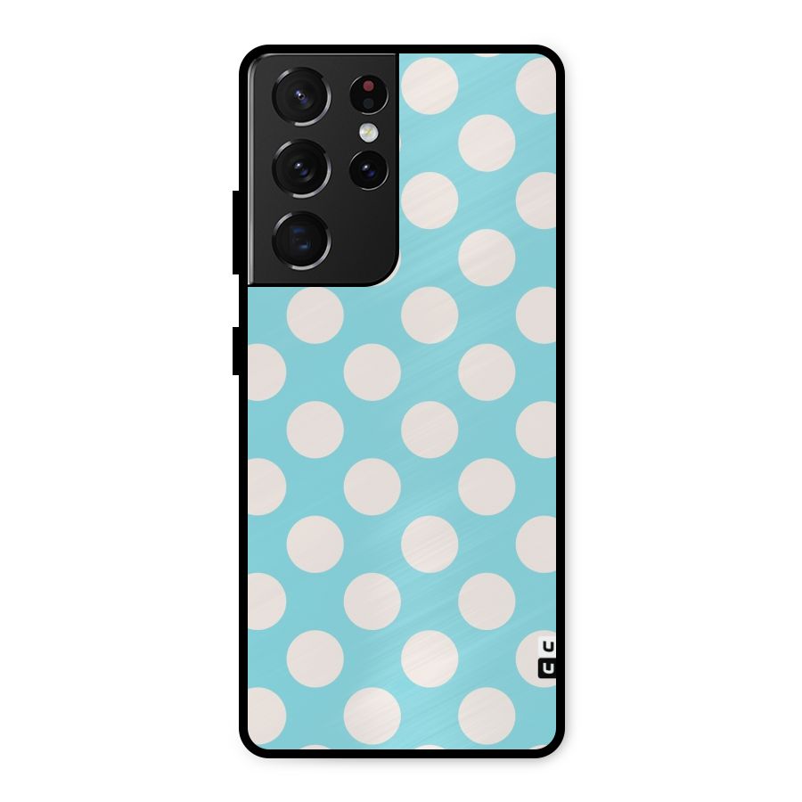 Pastel White Polka Dots Metal Back Case for Galaxy S21 Ultra 5G