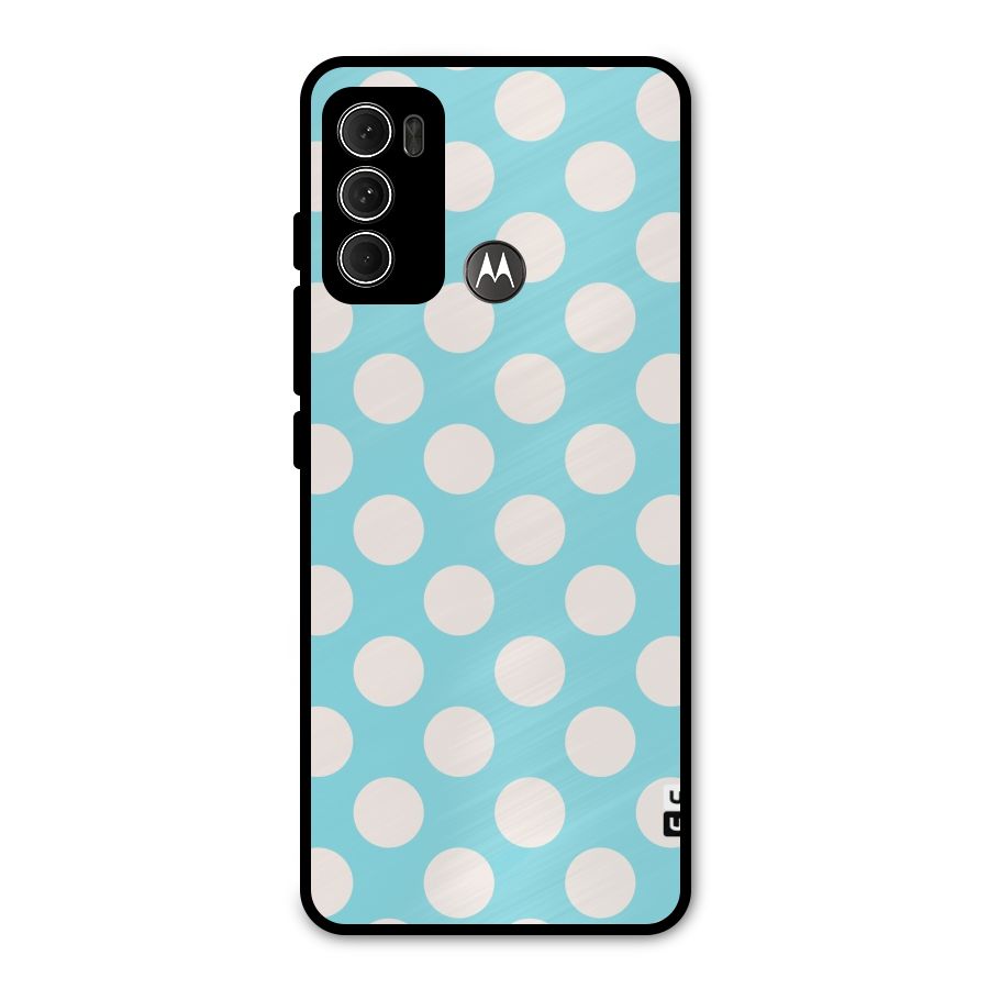 Pastel White Polka Dots Metal Back Case for Moto G60