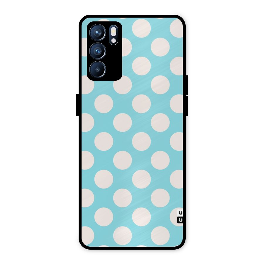 Pastel White Polka Dots Metal Back Case for Oppo Reno6 5G