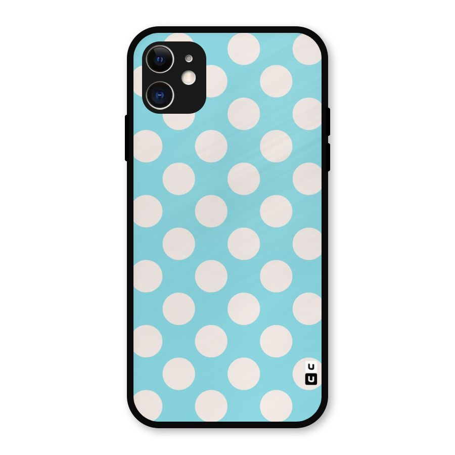 Pastel White Polka Dots Metal Back Case for iPhone 11