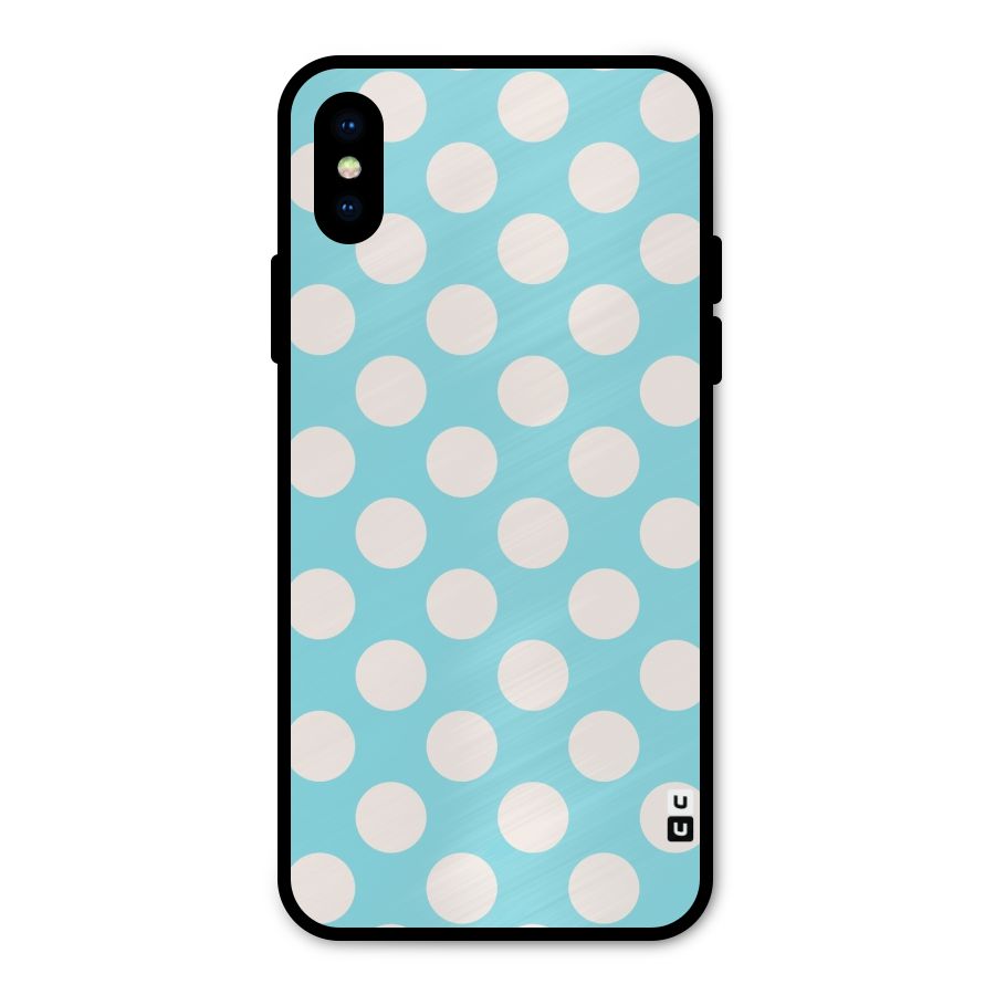 Pastel White Polka Dots Metal Back Case for iPhone XS