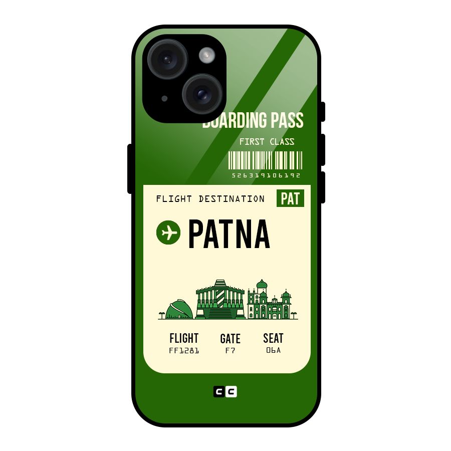 Patna Boarding Pass Glass Back Case for iPhone 15