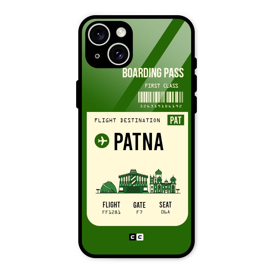 Patna Boarding Pass Glass Back Case for iPhone 15 Plus