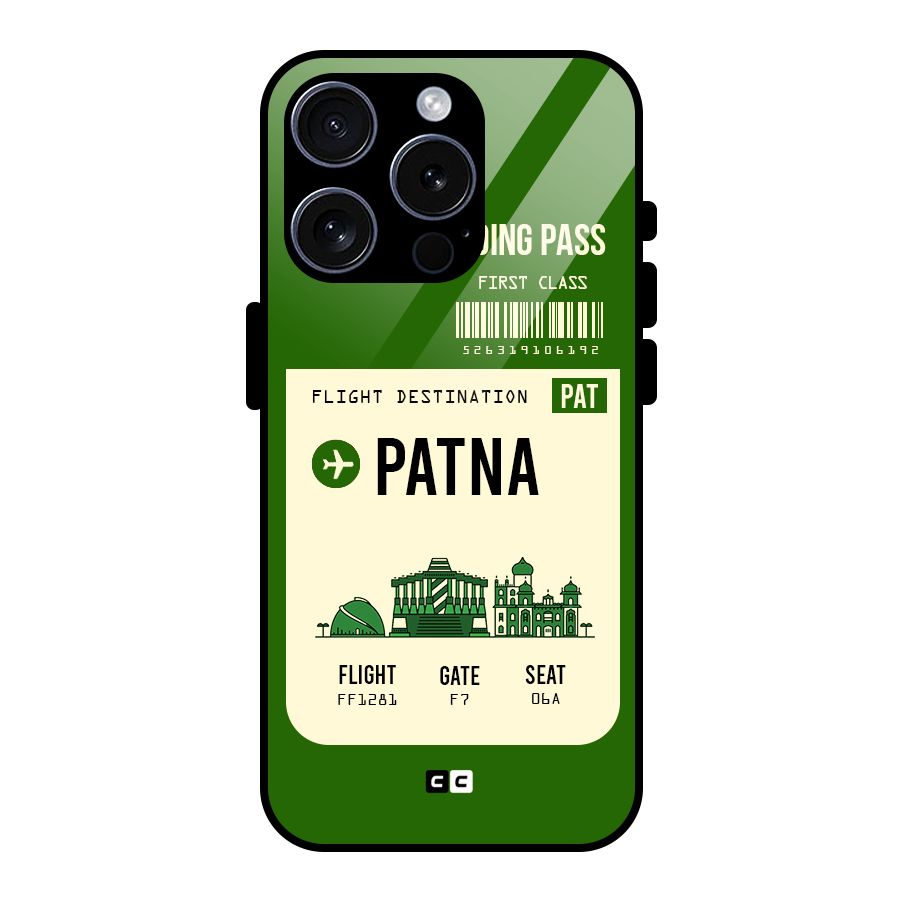 Patna Boarding Pass Glass Back Case for iPhone 15 Pro