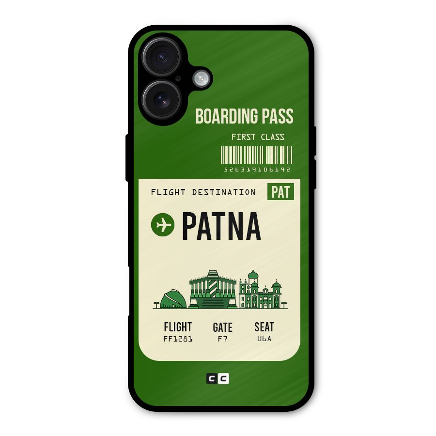 Patna Boarding Pass Metal Back Case for iPhone 16 Plus