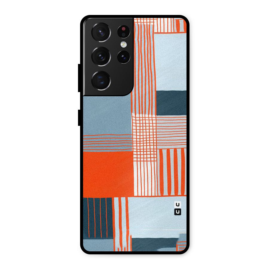 Pattern In Lines Metal Back Case for Galaxy S21 Ultra 5G