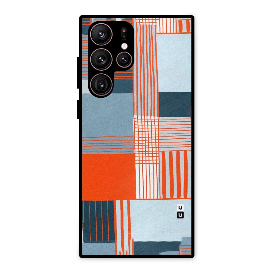 Pattern In Lines Metal Back Case for Galaxy S22 Ultra 5G