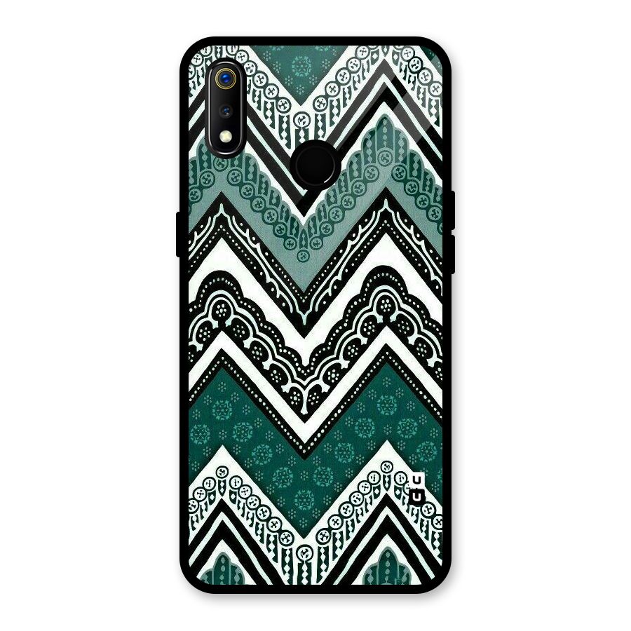 Patterned Chevron Glass Back Case for Realme 3