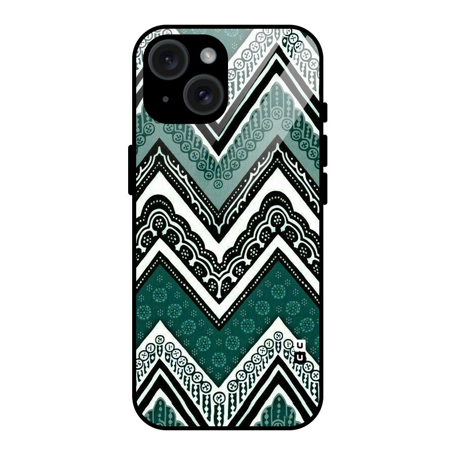 Patterned Chevron Glass Back Case for iPhone 15