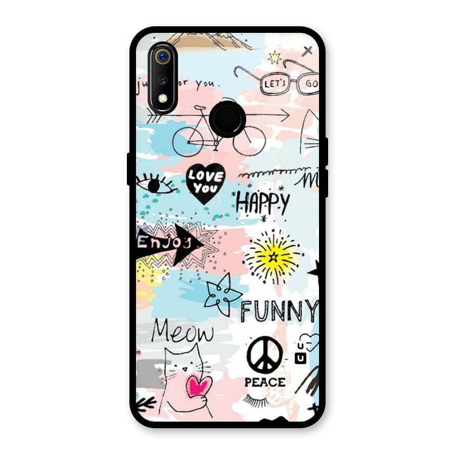 Peace And Funny Glass Back Case for Realme 3