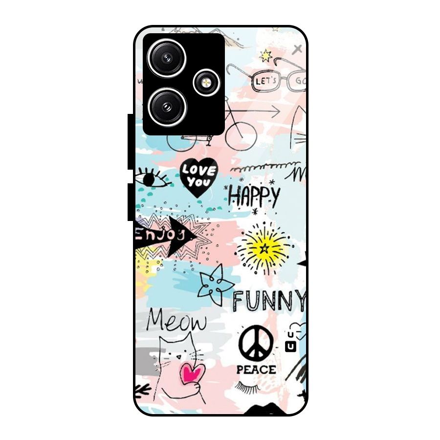 Peace And Funny Glass Back Case for Redmi 12 5G