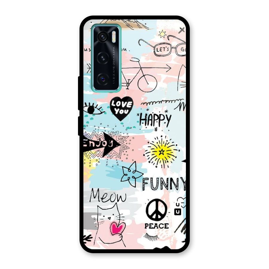 Peace And Funny Glass Back Case for Vivo V20 SE