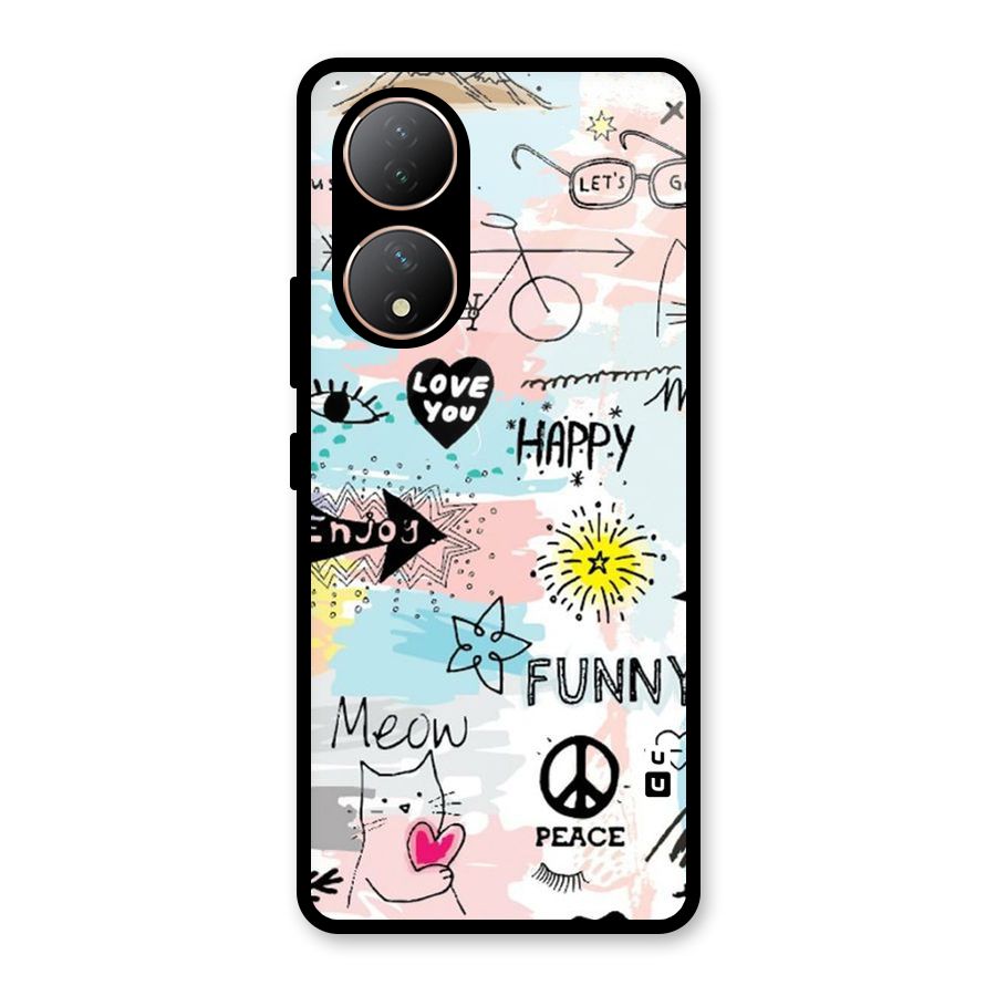 Peace And Funny Glass Back Case for Vivo Y100