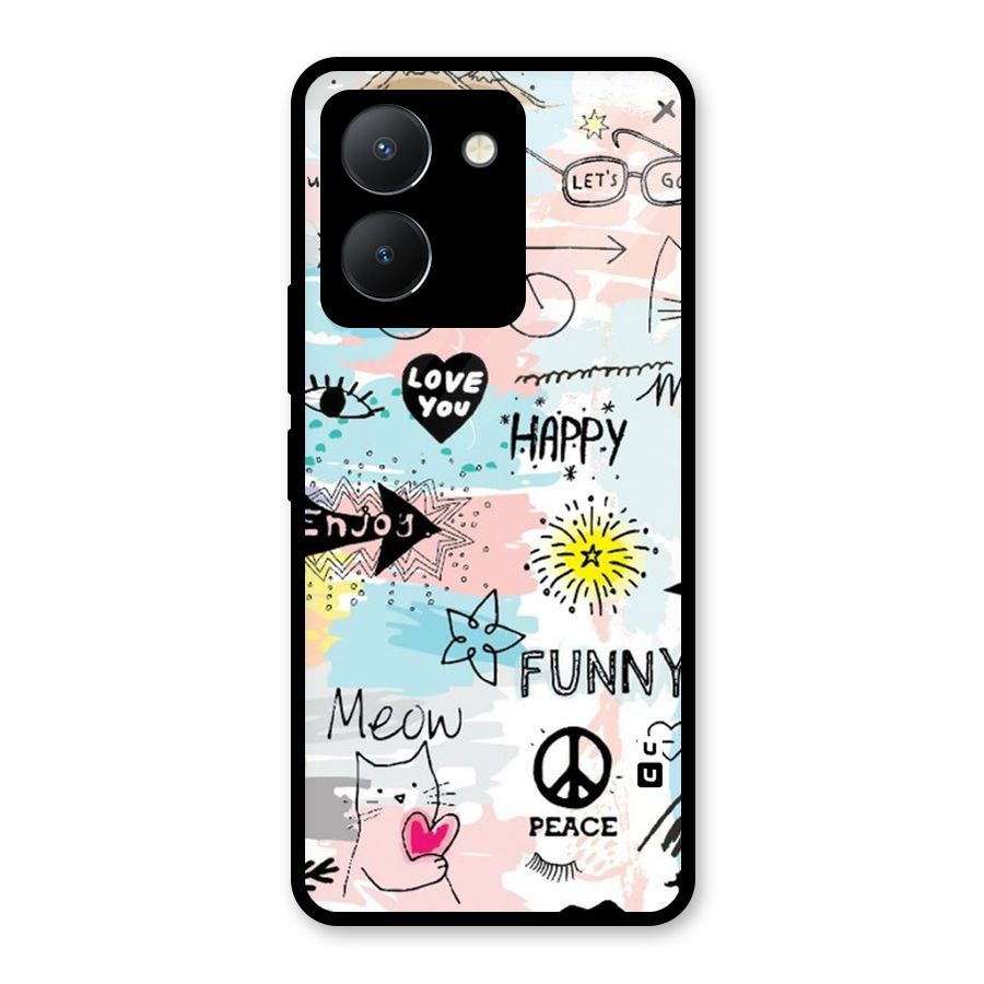 Peace And Funny Glass Back Case for Vivo Y36