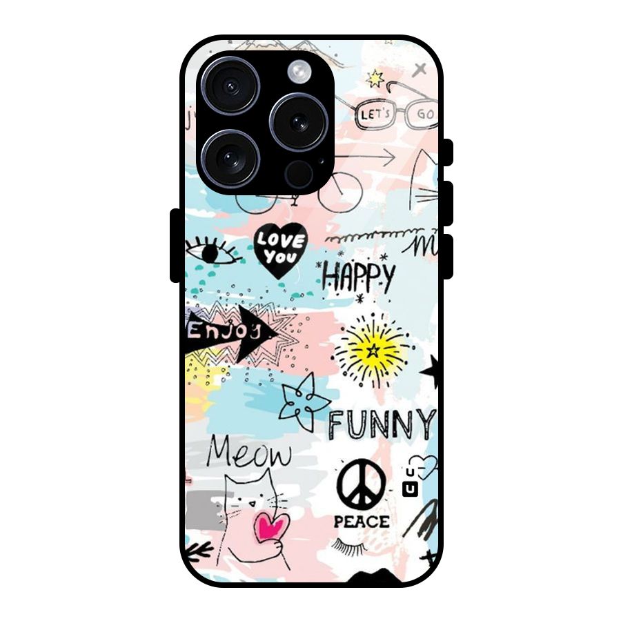 Peace And Funny Glass Back Case for iPhone 15 Pro