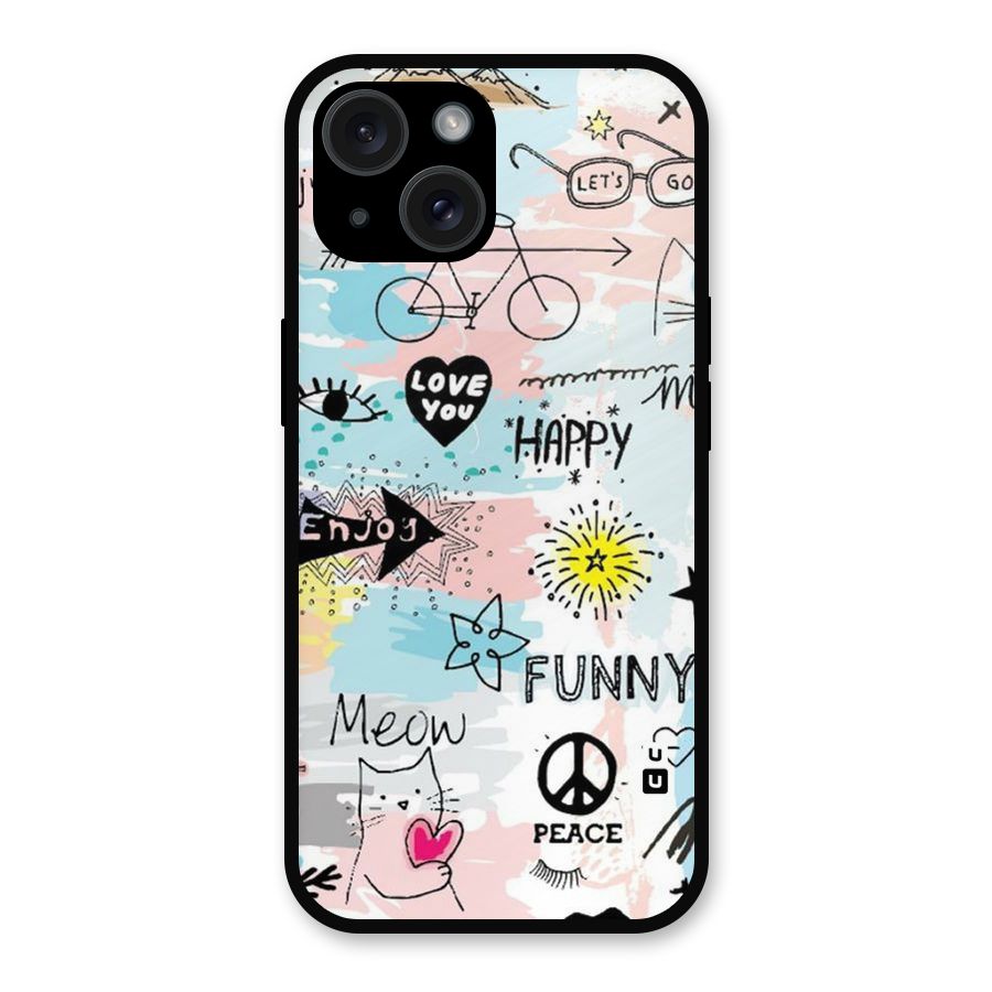 Peace And Funny Metal Back Case for iPhone 15