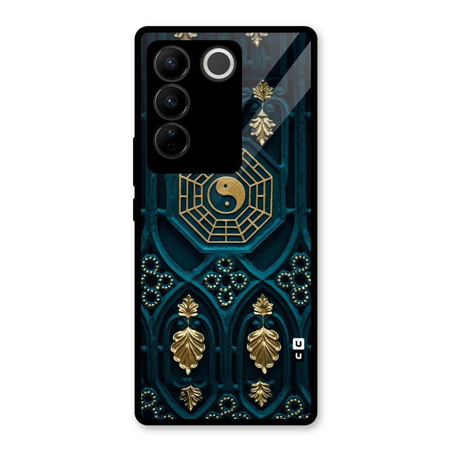 Peace Web Design Glass Back Case for Vivo V27 Pro