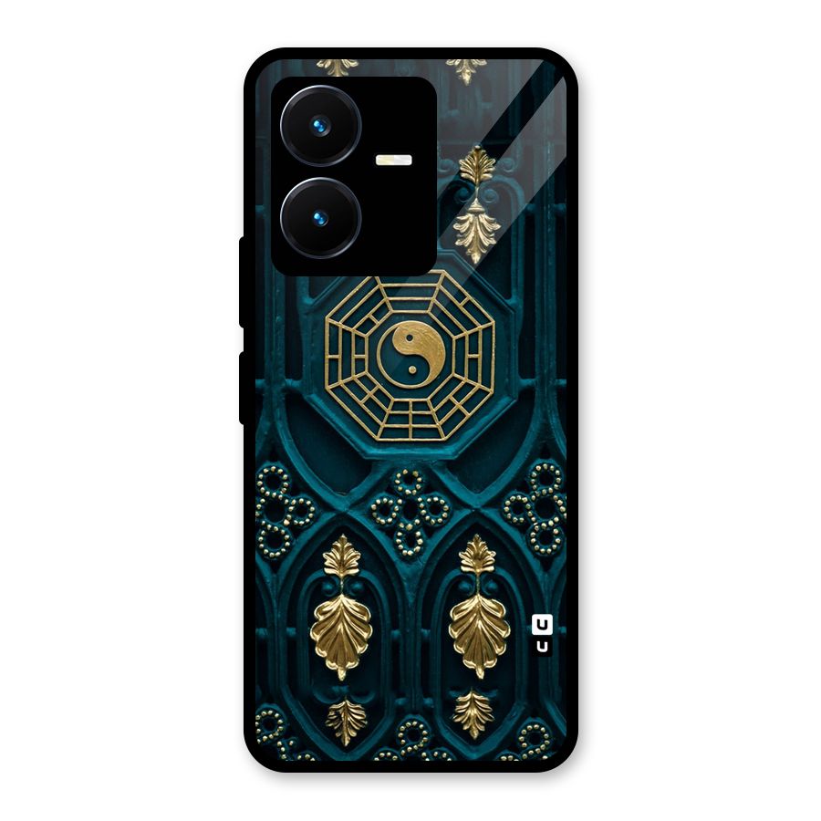 Peace Web Design Glass Back Case for Vivo Y22s