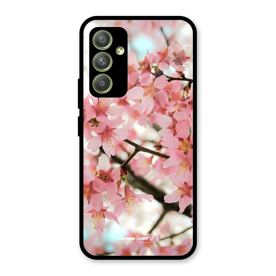 Peach Floral Glass Back Case for Galaxy A54