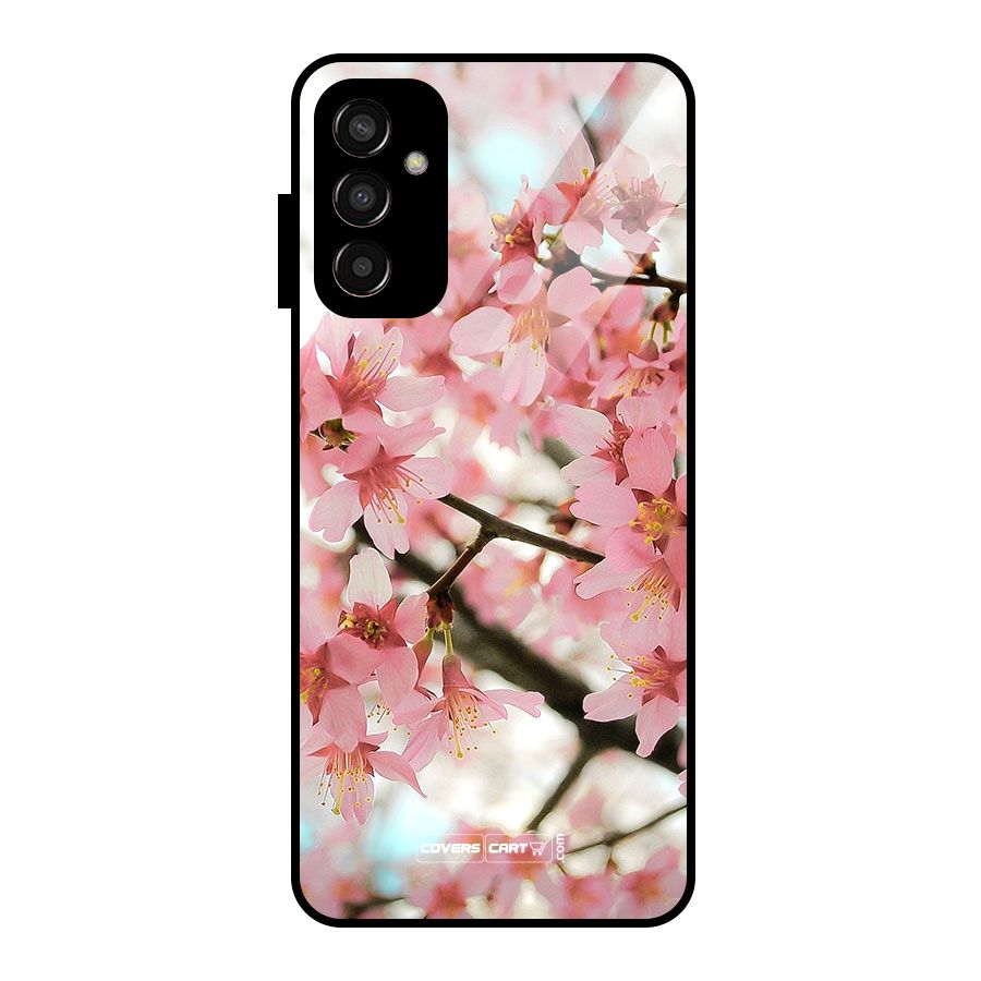 Peach Floral Glass Back Case for Galaxy F13