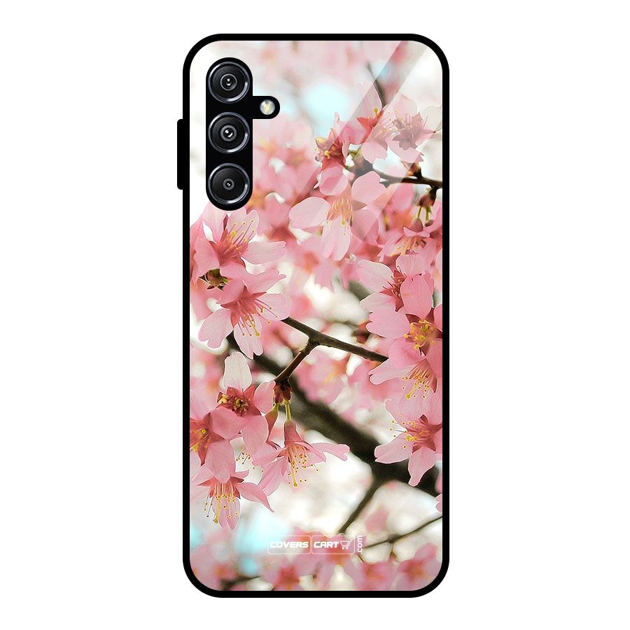 Peach Floral Glass Back Case for Galaxy M34 5G
