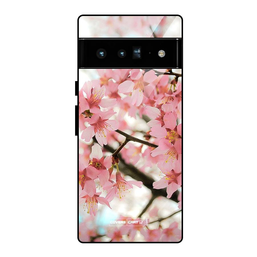 Peach Floral Glass Back Case for Google Pixel 6 Pro